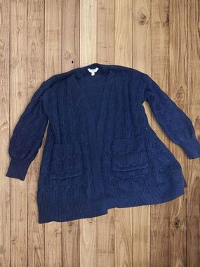 blue cardigan